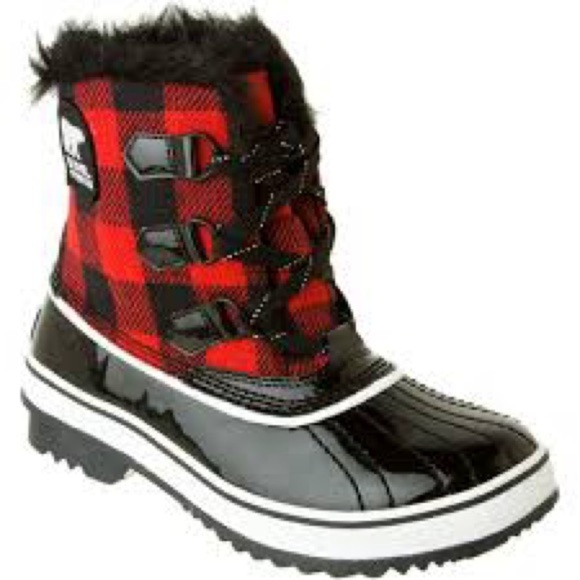 Sorel Shoes - SOREL Women's/ Teen Black & Red Buffalo Plaid Winter Boots 5 Torino Waterproof